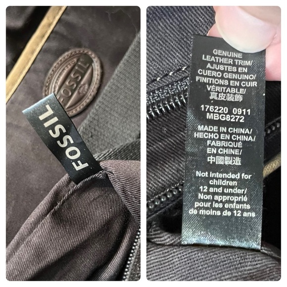 EUC Fossil Canvas and Leather Weekender Messenger Bag - Picture 15 of 16